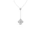 Original Tresorra 18K White Gold Clover Dangle Lariat Stlye Diamond Pendant Necklace