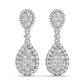 Original Tresorra 18K White Gold Double Pear Halo Diamond Cluster Drop Earrings