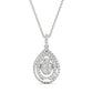 Original Tresorra 18K White Gold Float Pear Double Halo Cluster Diamond Pendant Necklace