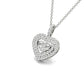 Original Tresorra 18K White Gold Mini Float Heart Double Halo Diamond Cluster Pendant Necklace