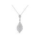 Original Tresorra 18K White Gold Open Tear Drop Diamond Pendant Necklace