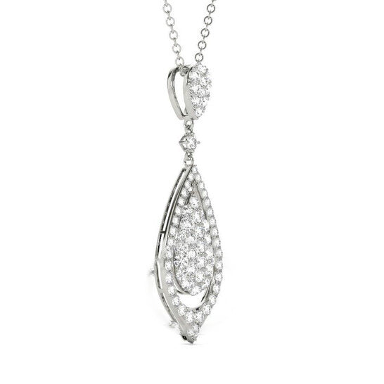 Original Tresorra 18K White Gold Open Tear Drop Diamond Pendant Necklace