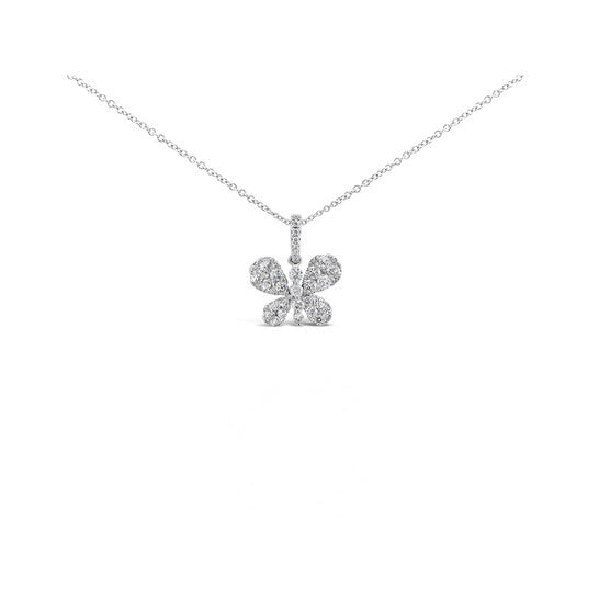 Original Tresorra 18K White Gold Single Butterfly Diamond Pendant Necklace