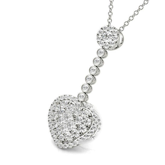 Original Tresorra 18K White Gold White Gold PavÃ© Heart Drop Diamond Pendant Necklace