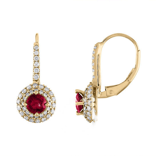 Original Tresorra 18K Yellow Gold Diamond & Ruby Drop Earrings