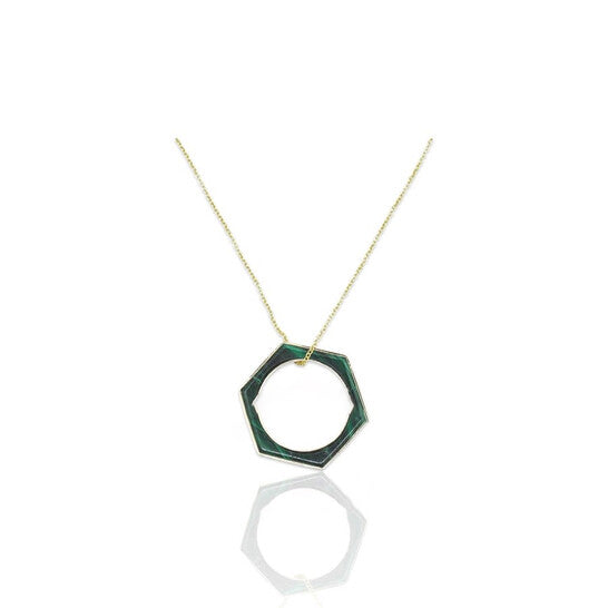 Original Tresorra 18K Yellow Gold Hexagon Malachite Ring/NecklaceRing Size: 5.75Length: 16 inches