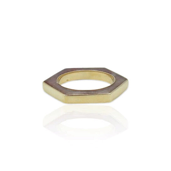 Original Tresorra 18K Yellow Gold Hexagon Strawberry Quartz Ring/NecklaceRing Size: 5.75Length: 16 inches