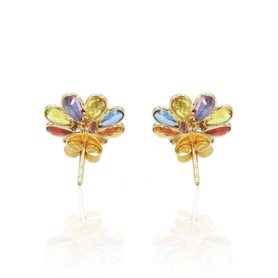 Original Tresorra 18K Yellow Gold Sapphires & Diamond Earrings