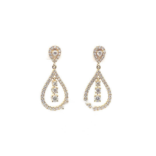 Original Tresorra 18K Yellow Gold Tear Drop Open Space Diamond Drop Earrings