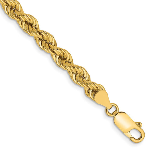 14K Yellow Gold 7 inch 5mm Regular Rope with Lobster Clasp Chain Bracelet