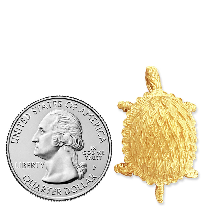 14K Gold Box Turtle Pendant Slide