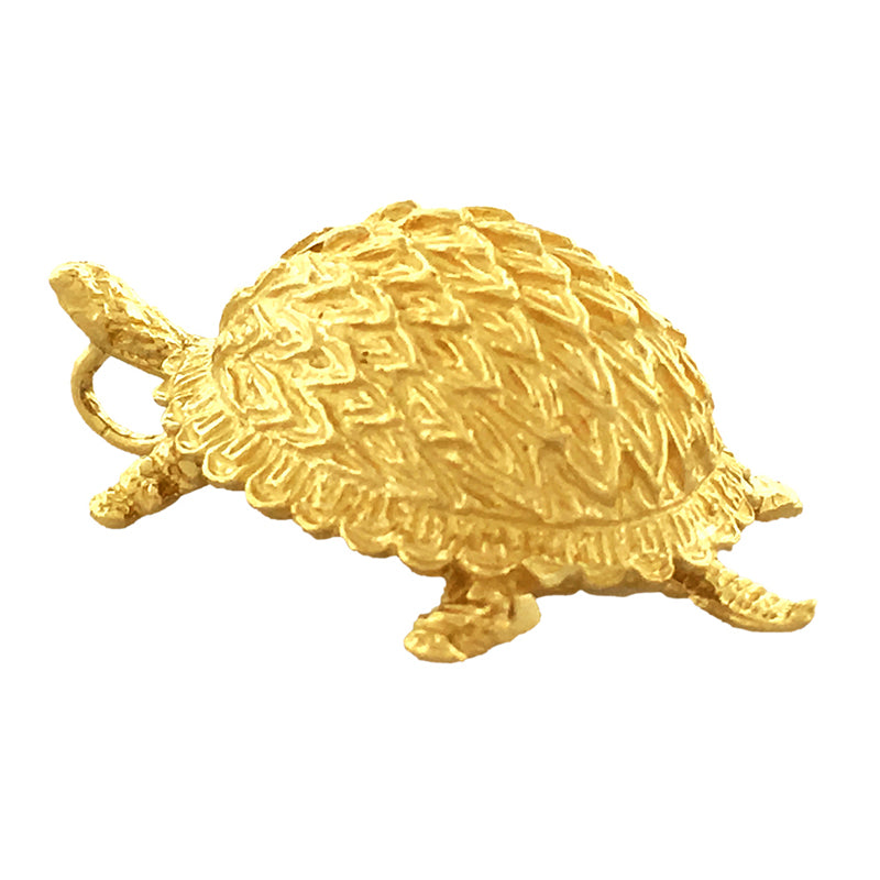 14K Gold Box Turtle Pendant Slide