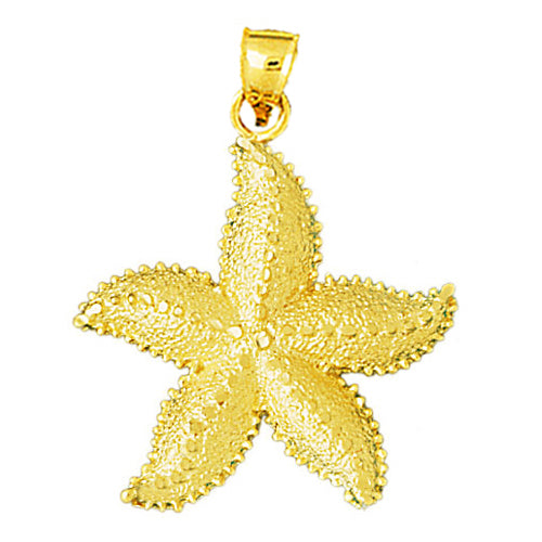 14K Gold 30MM Starfish Sea Life Pendant