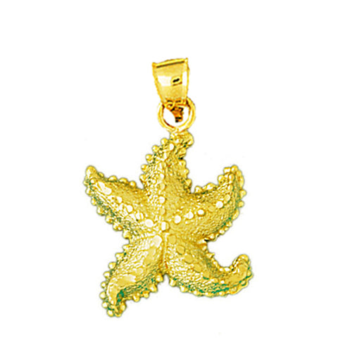 14K Gold Starfish Sea Life Pendant