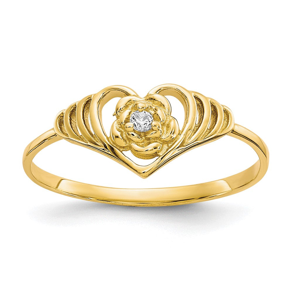 10K Yellow Gold CZ Heart Ring