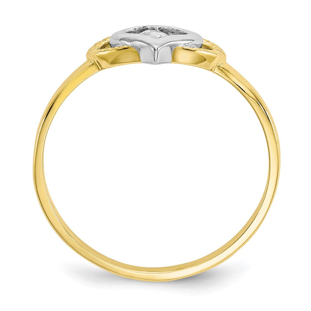 10K Yellow Gold & Rhodium CZ Heart Ring