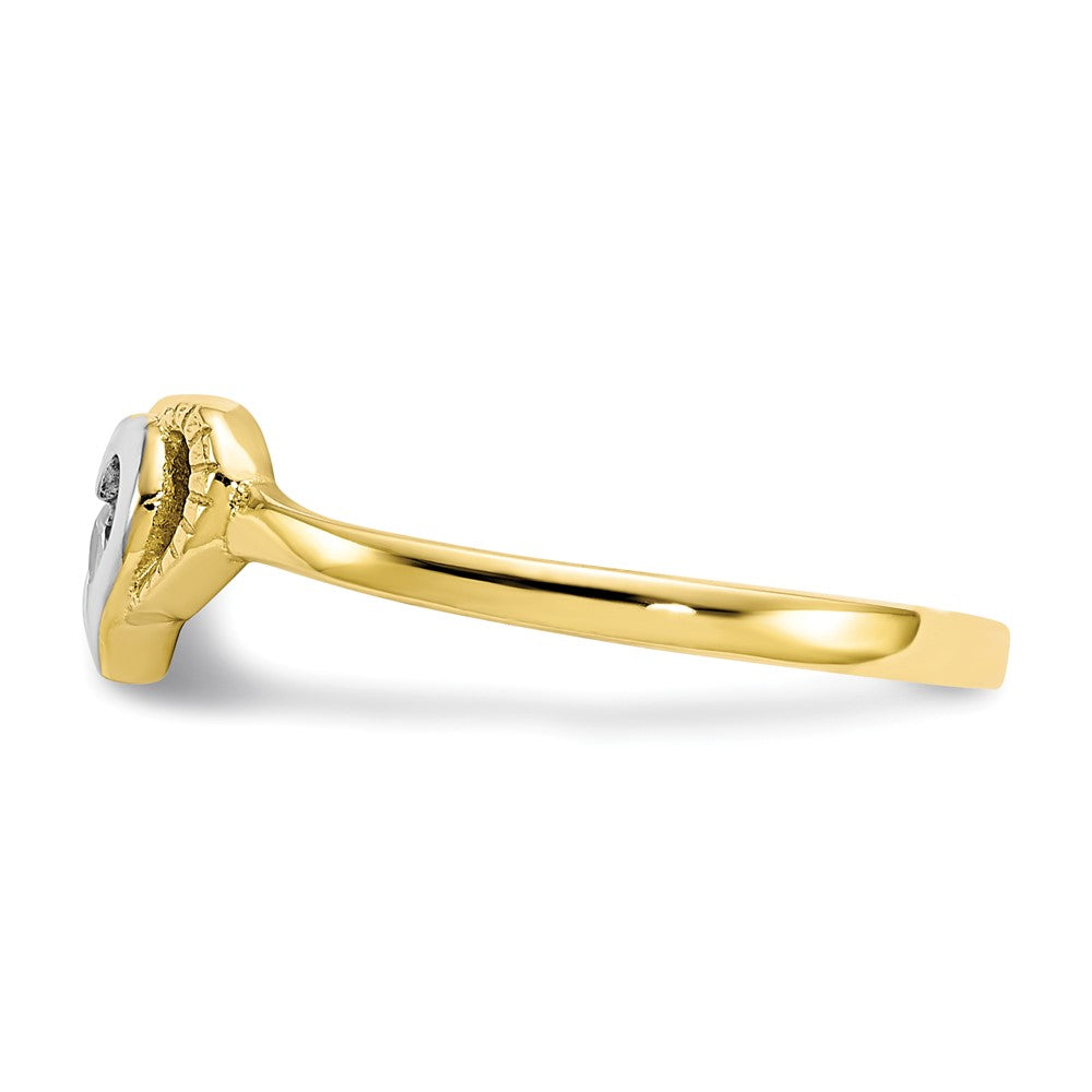 10K Yellow Gold & Rhodium CZ Heart Ring