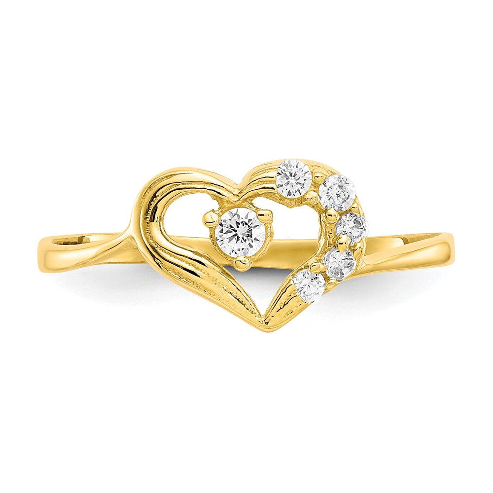 10K Yellow Gold CZ Heart Ring