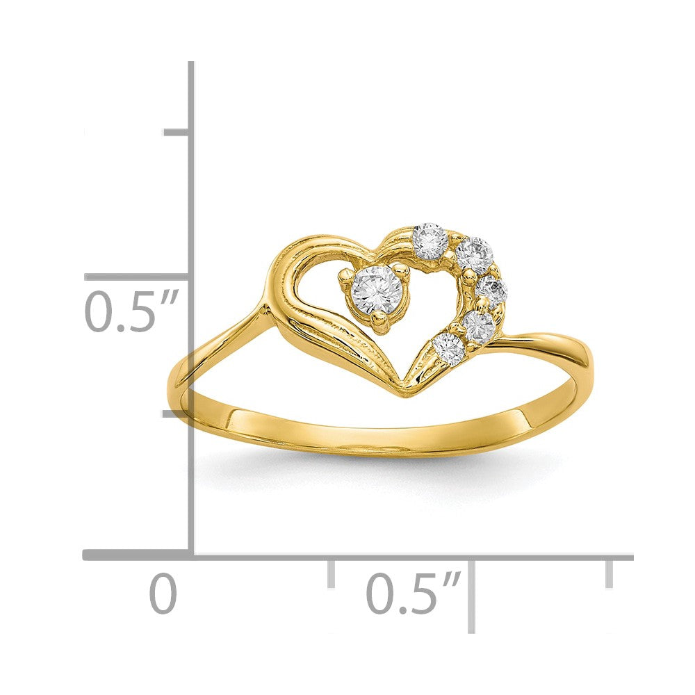 10K Yellow Gold CZ Heart Ring