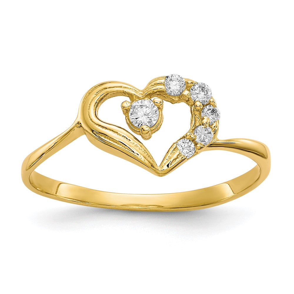 10K Yellow Gold CZ Heart Ring