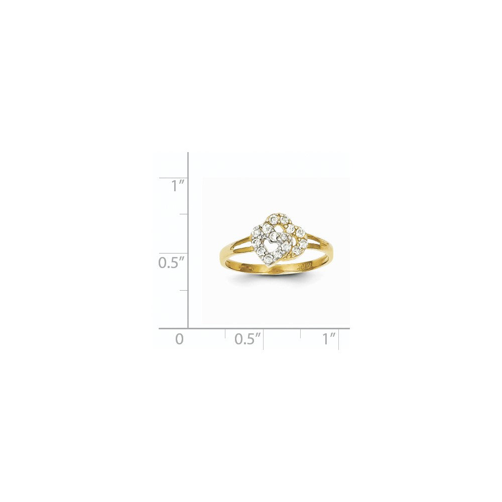 10K Yellow Gold & Rhodium Double Heart Ring