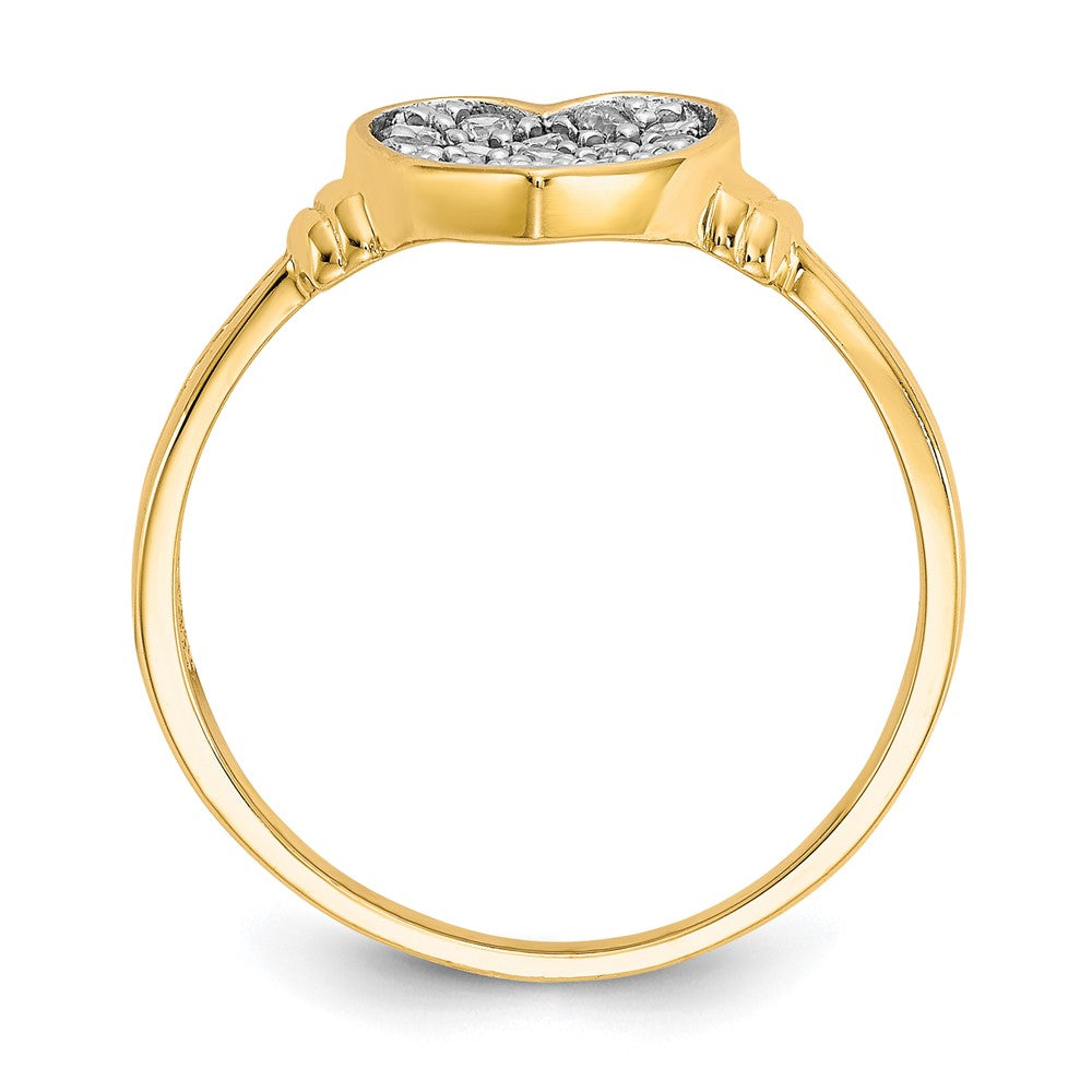 10K Yellow Gold w/Rhodium CZ Heart Ring