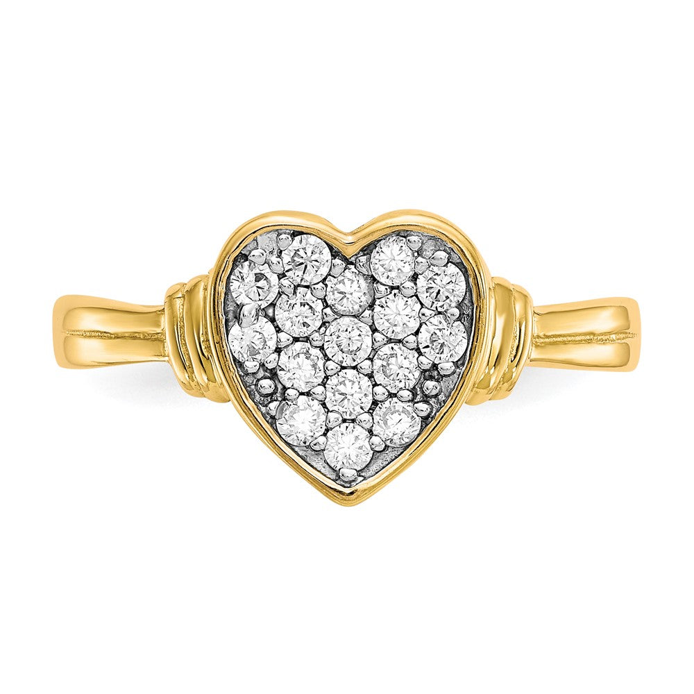 10K Yellow Gold w/Rhodium CZ Heart Ring