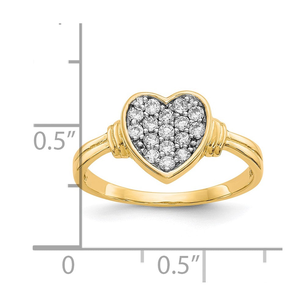 10K Yellow Gold w/Rhodium CZ Heart Ring