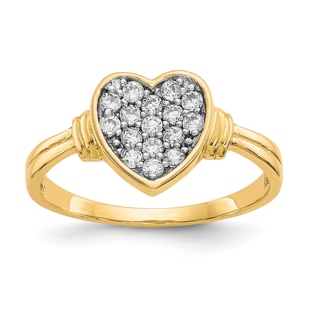 10K Yellow Gold w/Rhodium CZ Heart Ring