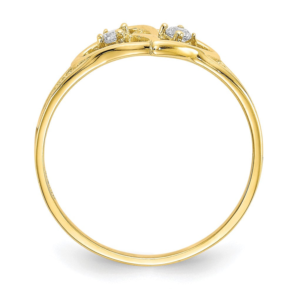 10K Yellow Gold Double Heart CZ Ring