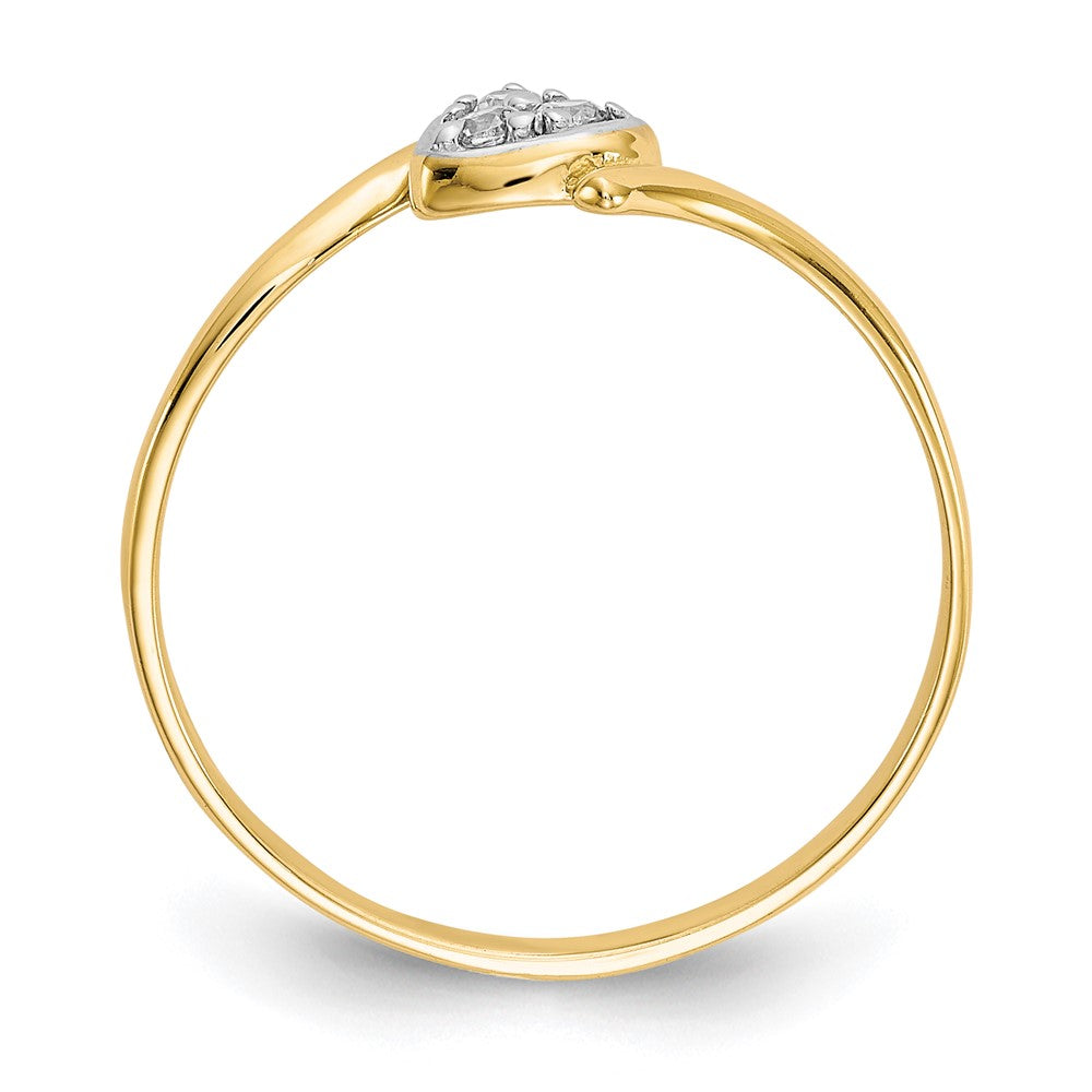 10K Yellow Gold w/Rhodium CZ Heart Ring