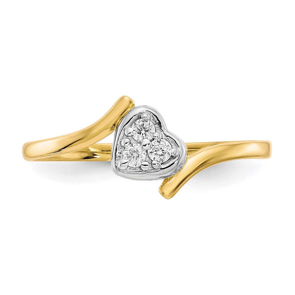 10K Yellow Gold w/Rhodium CZ Heart Ring