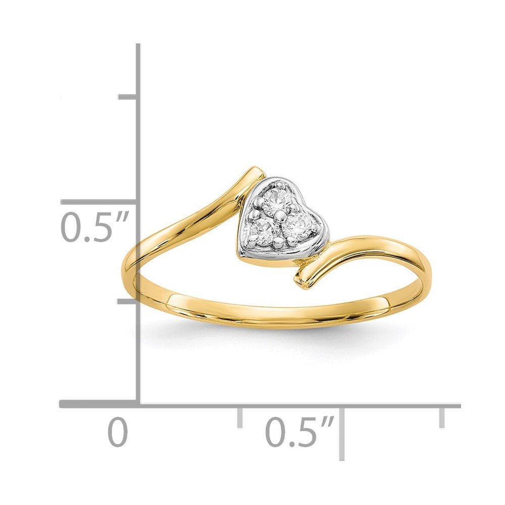 10K Yellow Gold w/Rhodium CZ Heart Ring