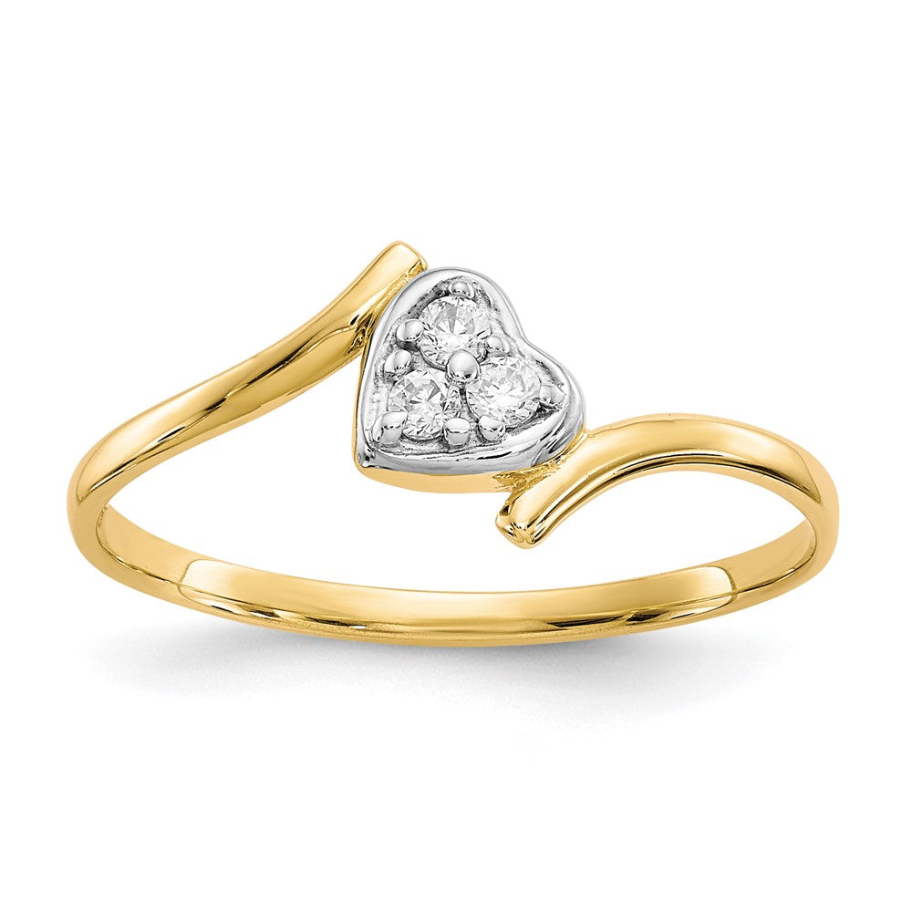 10K Yellow Gold w/Rhodium CZ Heart Ring