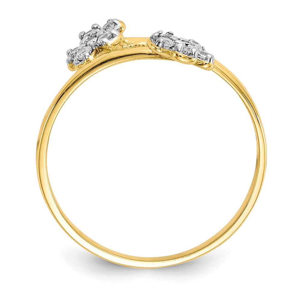 10K Yellow Gold Double Flower CZ Ring