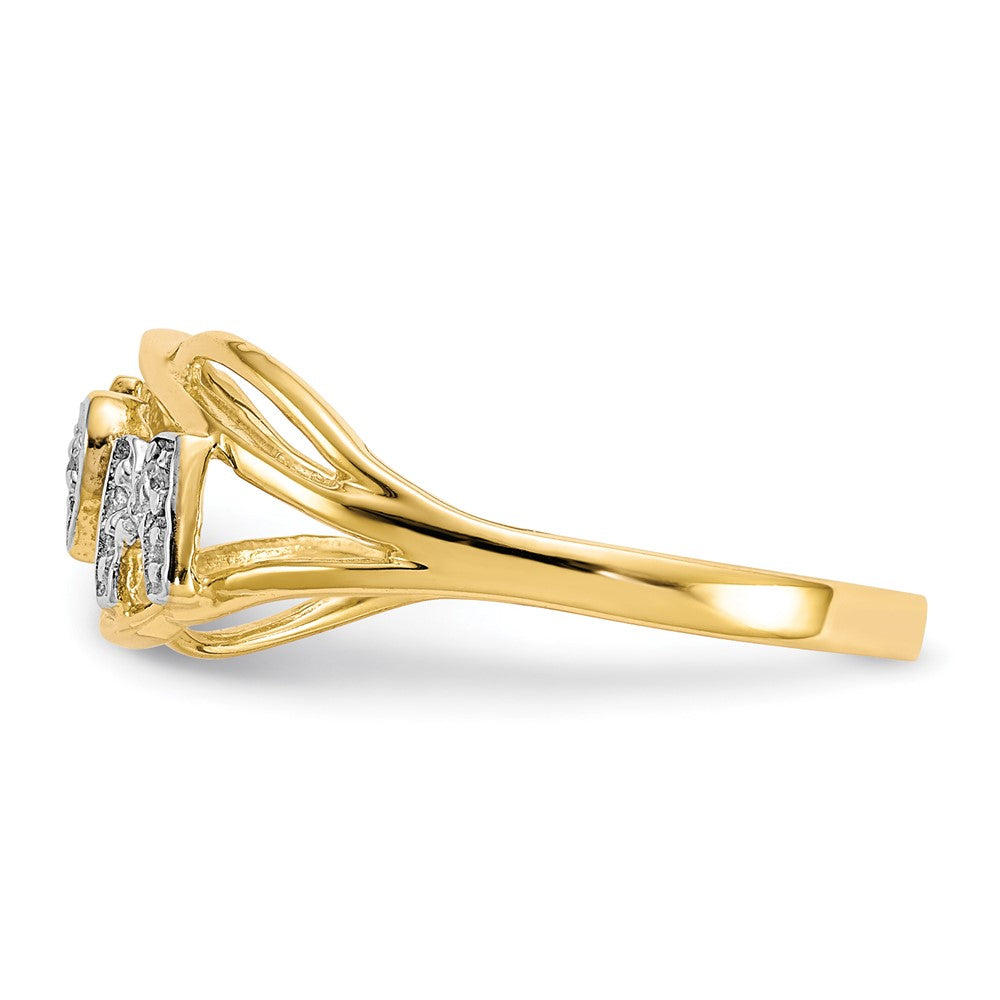 10K Yellow Gold w/Rhodium Mom CZ Ring