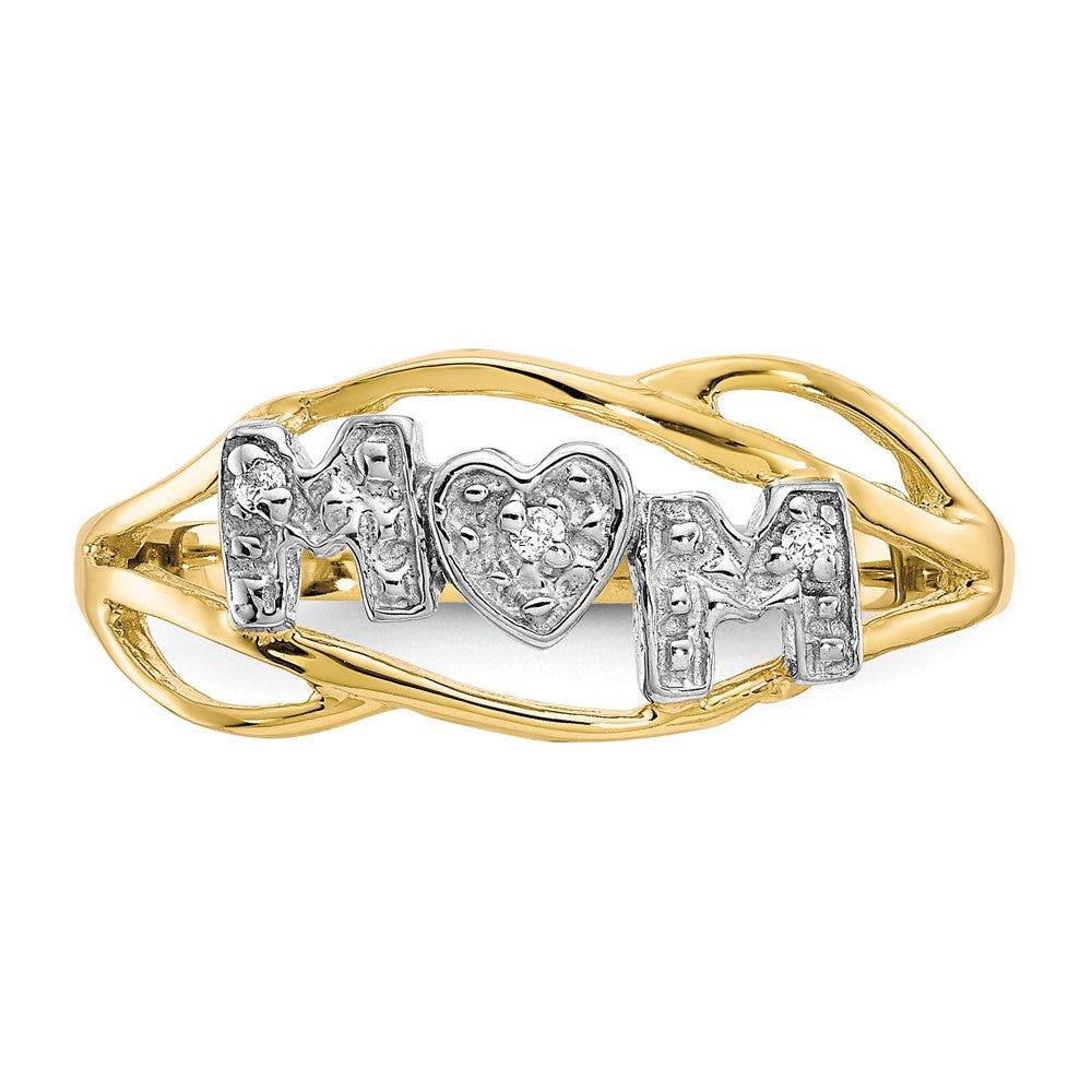 10K Yellow Gold w/Rhodium Mom CZ Ring