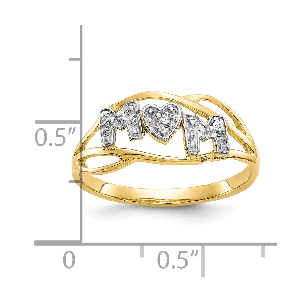 10K Yellow Gold w/Rhodium Mom CZ Ring