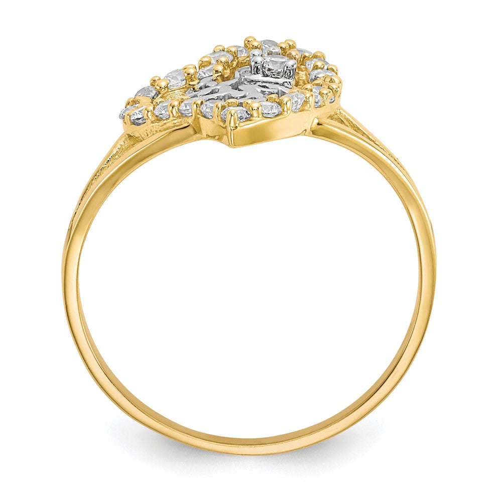 10K Yellow Gold w/White Rhodium I LOVE YOU CZ Heart Ring