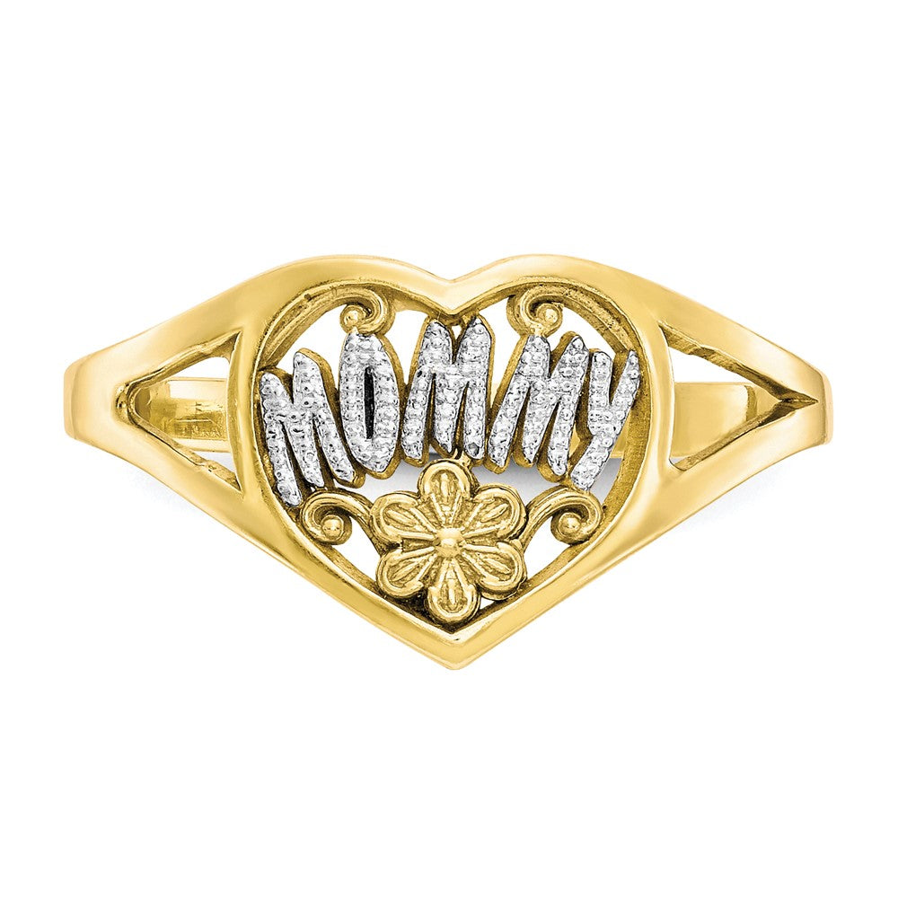 10K Yellow Gold w/rhodium Mommy Heart Ring