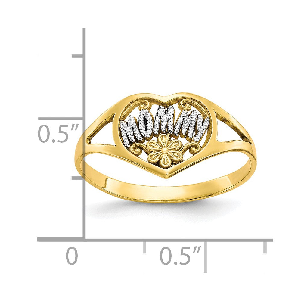 10K Yellow Gold w/rhodium Mommy Heart Ring