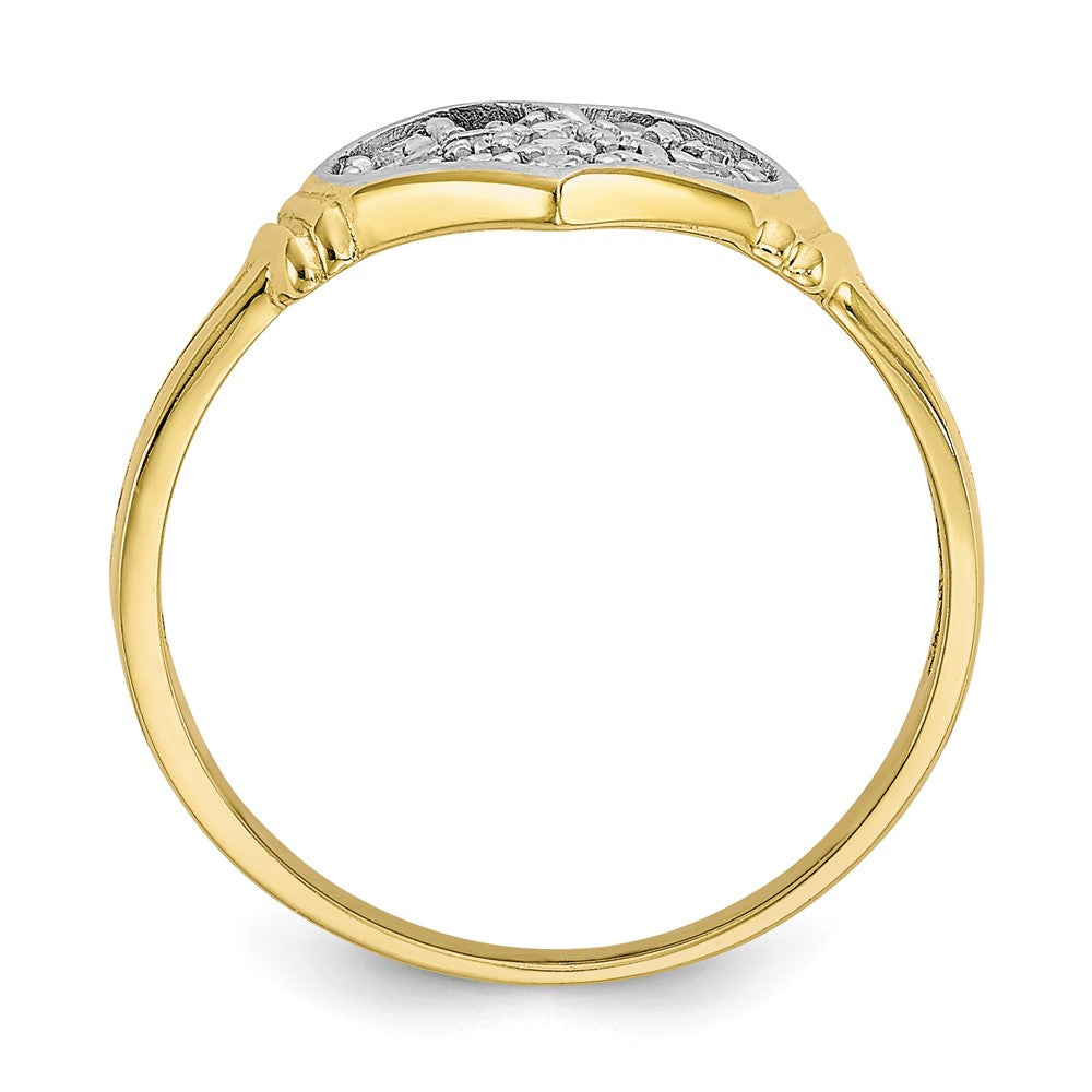 10K Yellow Gold & Rhodium CZ Heart Ring