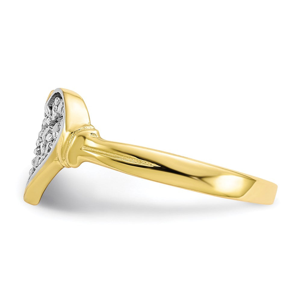 10K Yellow Gold & Rhodium CZ Heart Ring