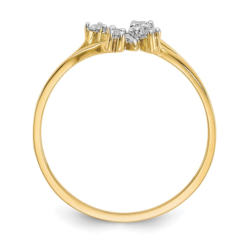 10K Yellow Gold w/Rhodium CZ Butterfly Ring