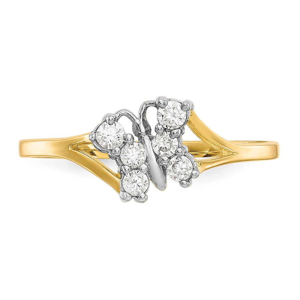 10K Yellow Gold w/Rhodium CZ Butterfly Ring