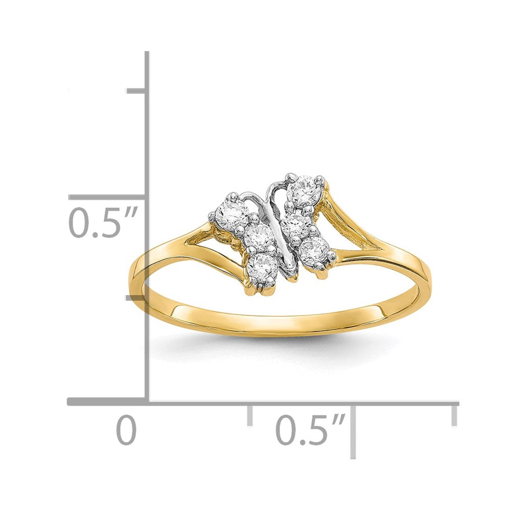 10K Yellow Gold w/Rhodium CZ Butterfly Ring