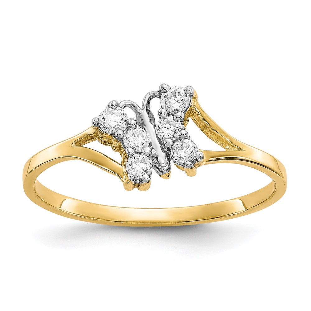 10K Yellow Gold w/Rhodium CZ Butterfly Ring