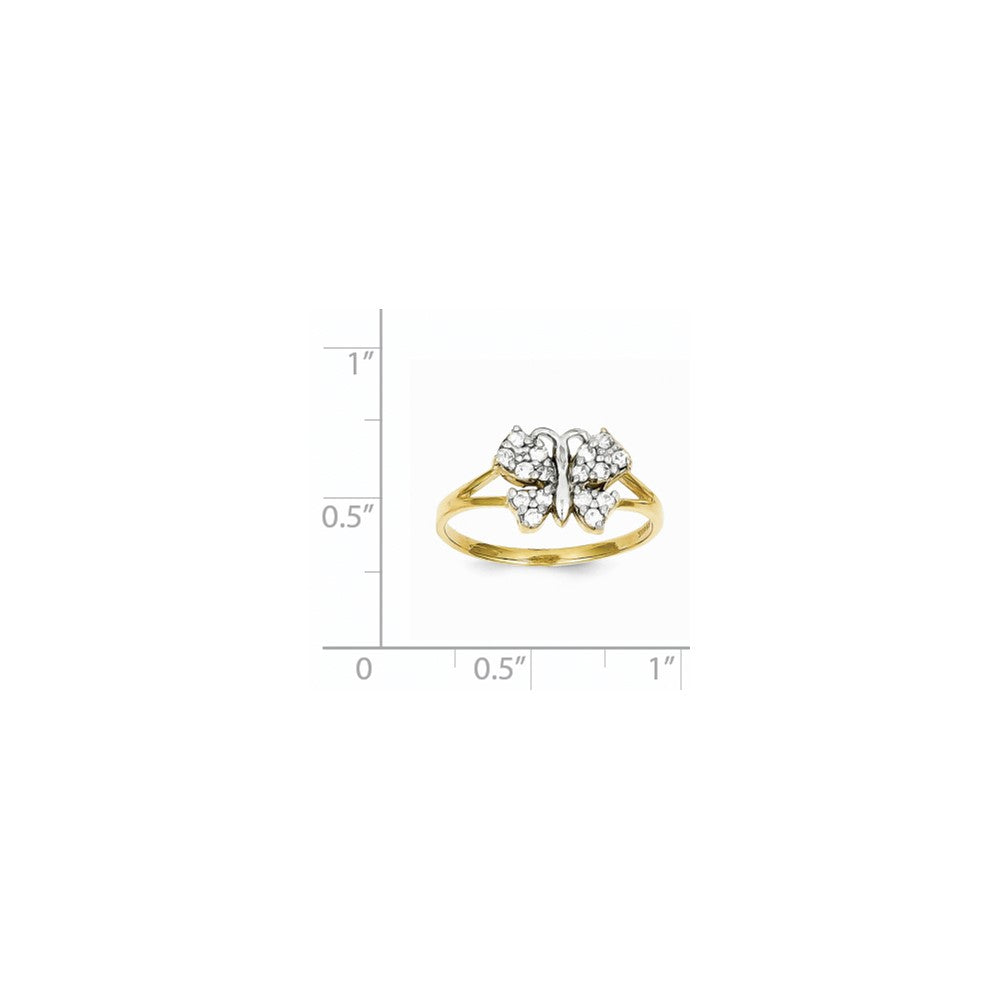 10K Yellow Gold & Rhodium CZ Butterfly Ring