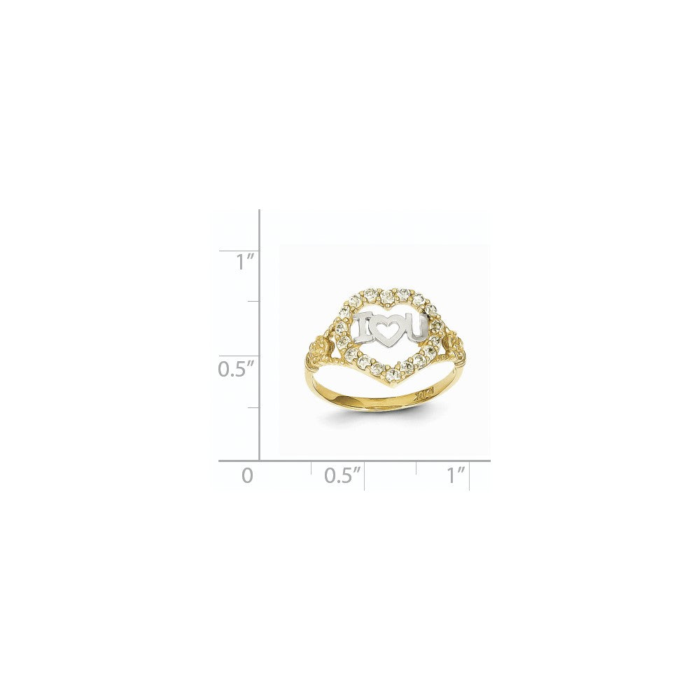 10K Yellow Gold & Rhodium CZ Heart Ring