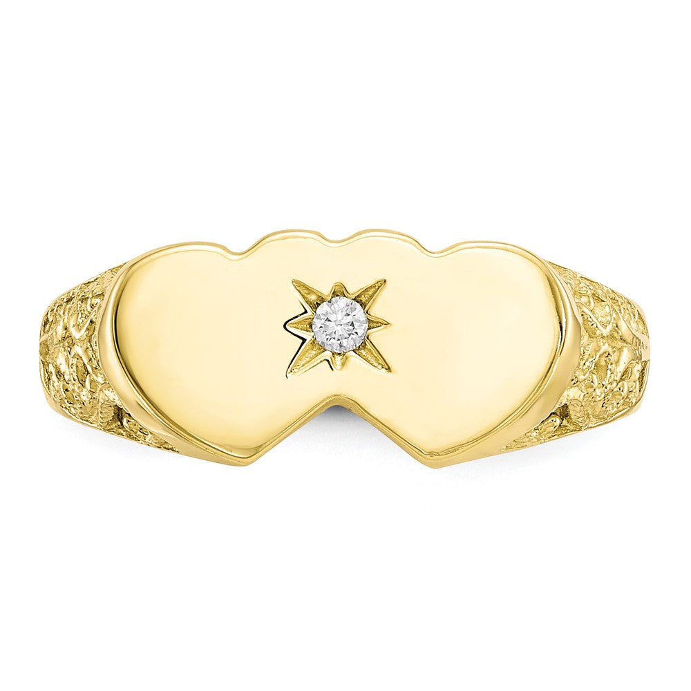 10K Yellow Gold Double Heart CZ Ring